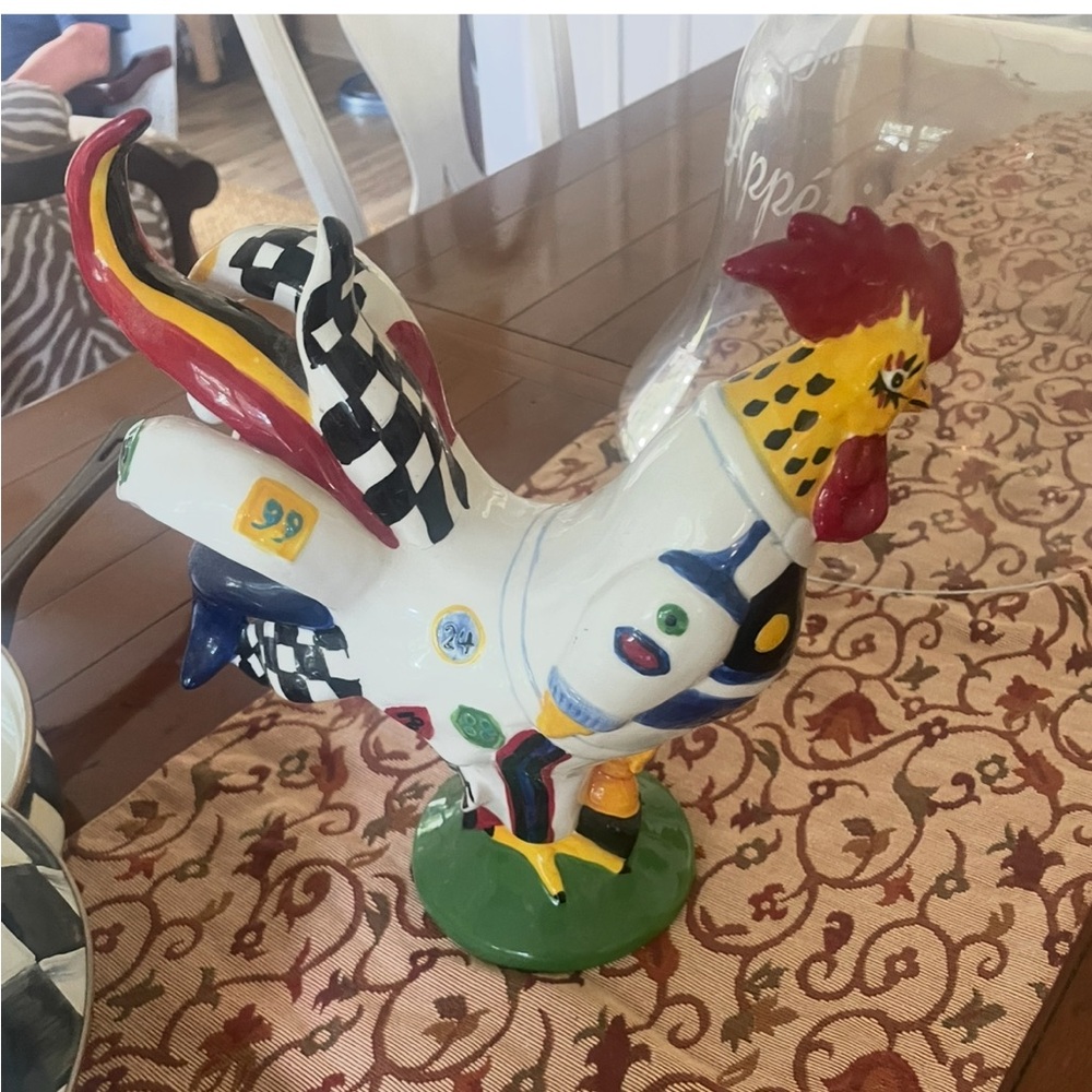 Poultry in Motion by Sharon Neuhaus. Colorful Ceramic Rooster Figurine